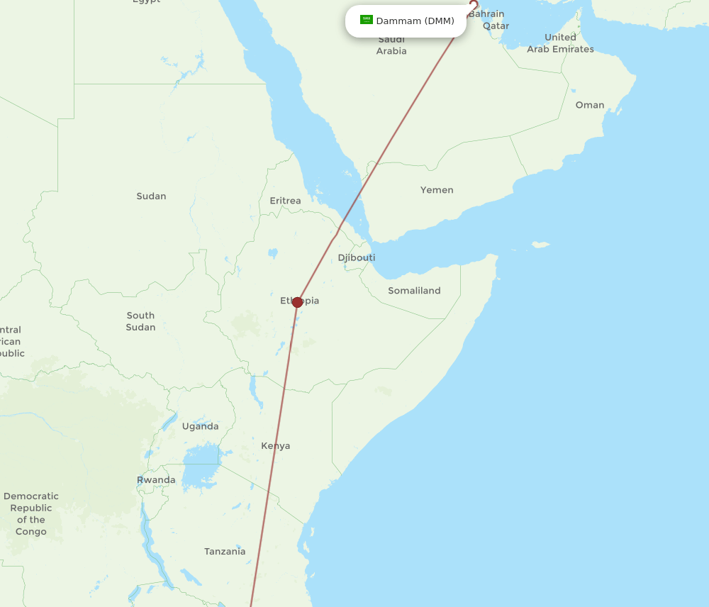 DMM to BLZ flights and routes map