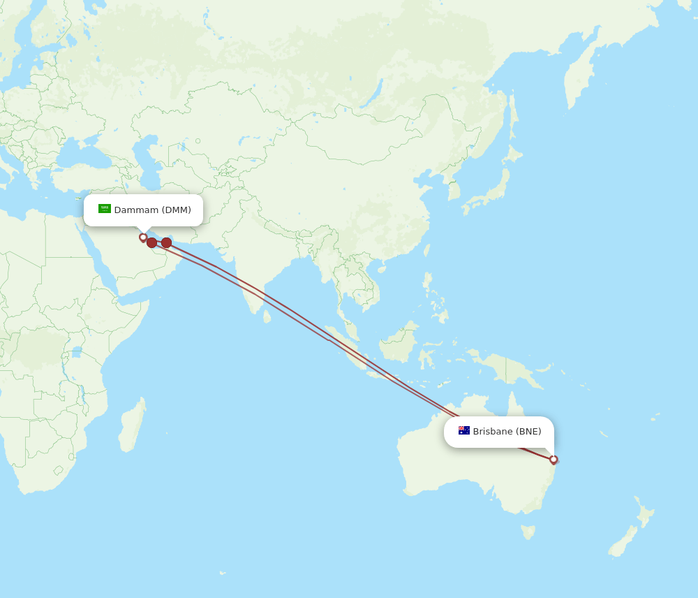 DMM-BNE flight routes