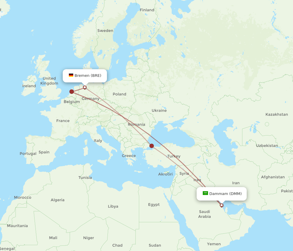 DMM-BRE flight routes