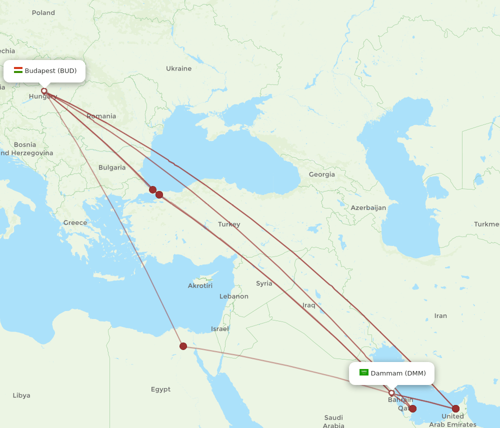 DMM-BUD flight routes