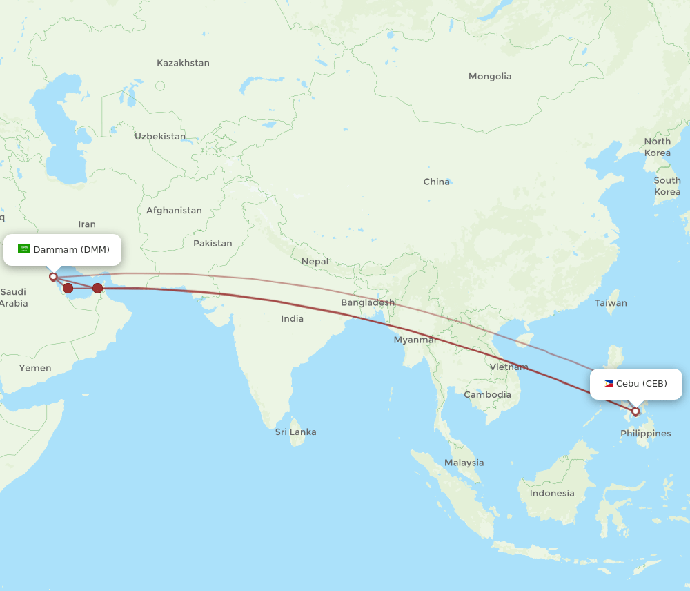 DMM-CEB flight routes