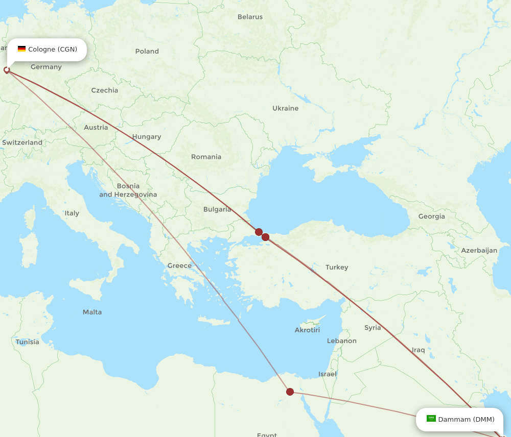 DMM-CGN flight routes