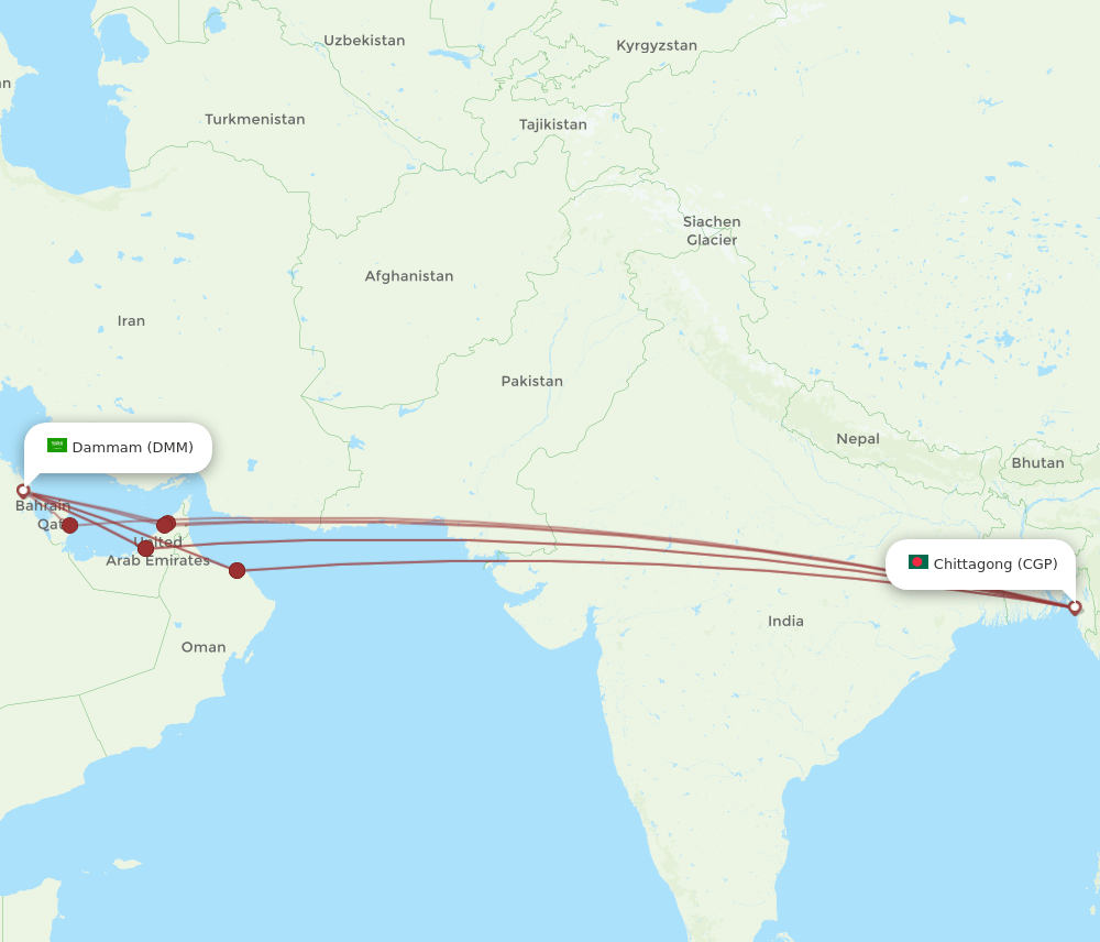 DMM-CGP flight routes