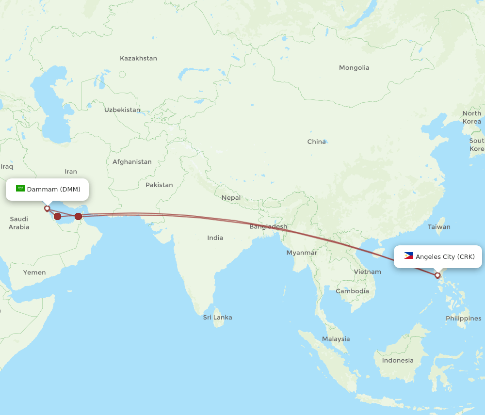 DMM-CRK flight routes