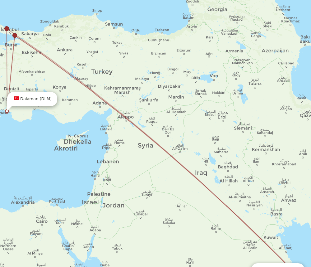 DMM-DLM flight routes