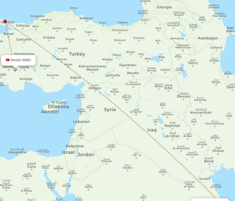 DMM-DNZ flight routes