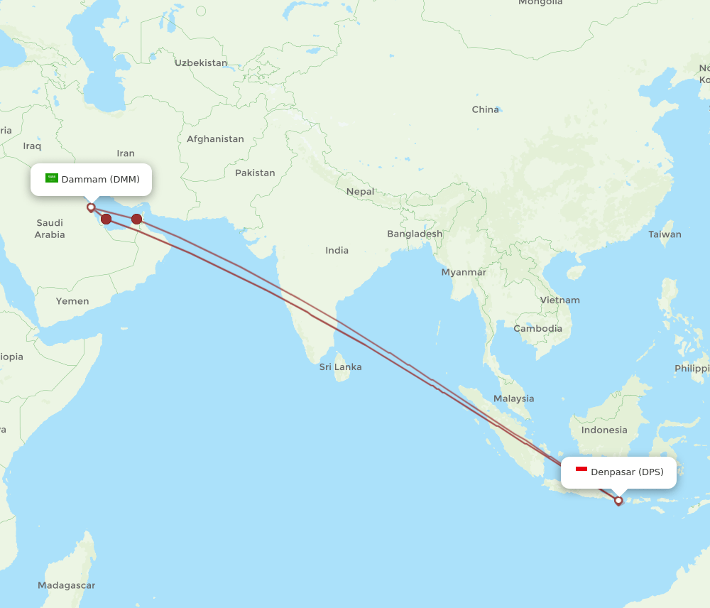 DMM-DPS flight routes