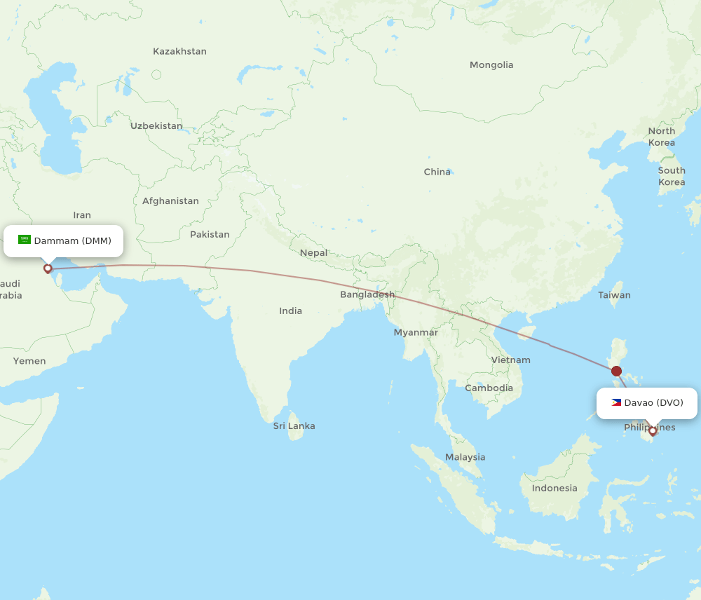 DMM-DVO flight routes