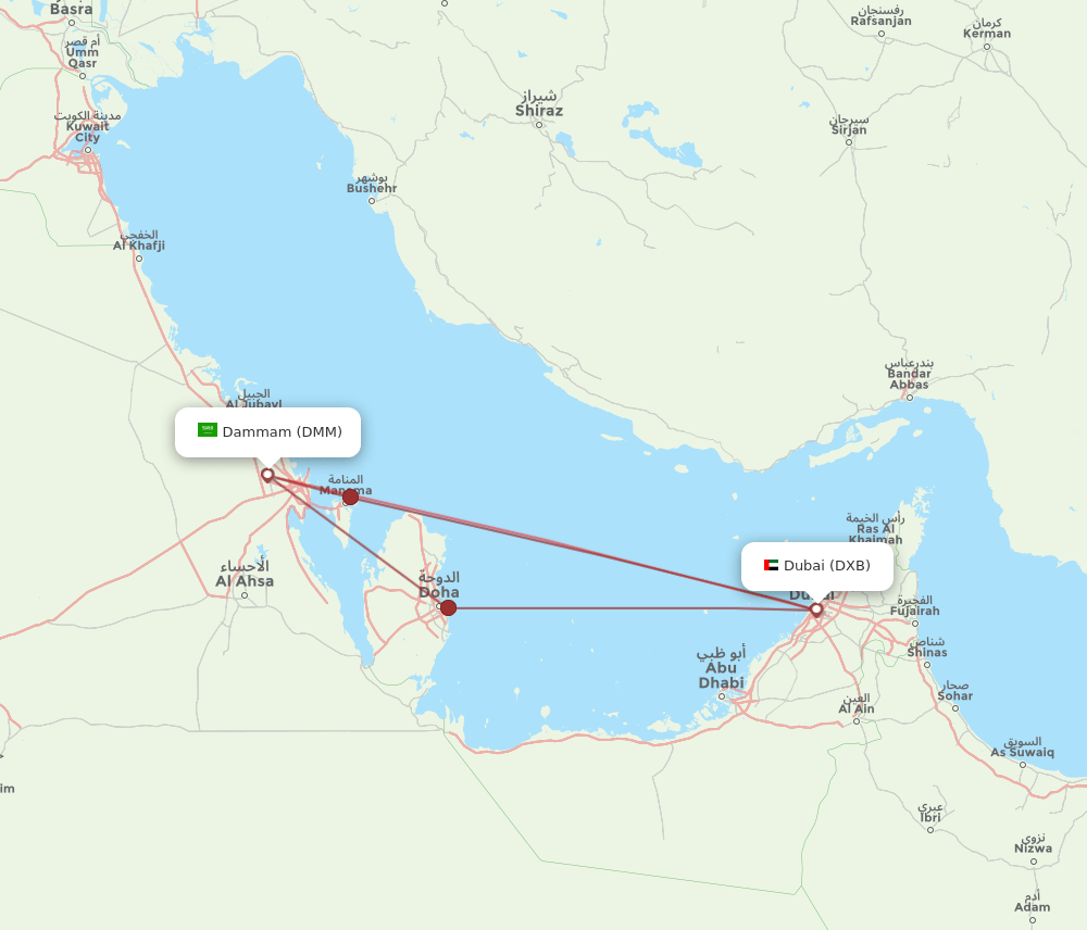DMM-DXB flight routes