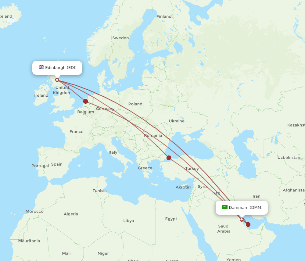 DMM-EDI flight routes