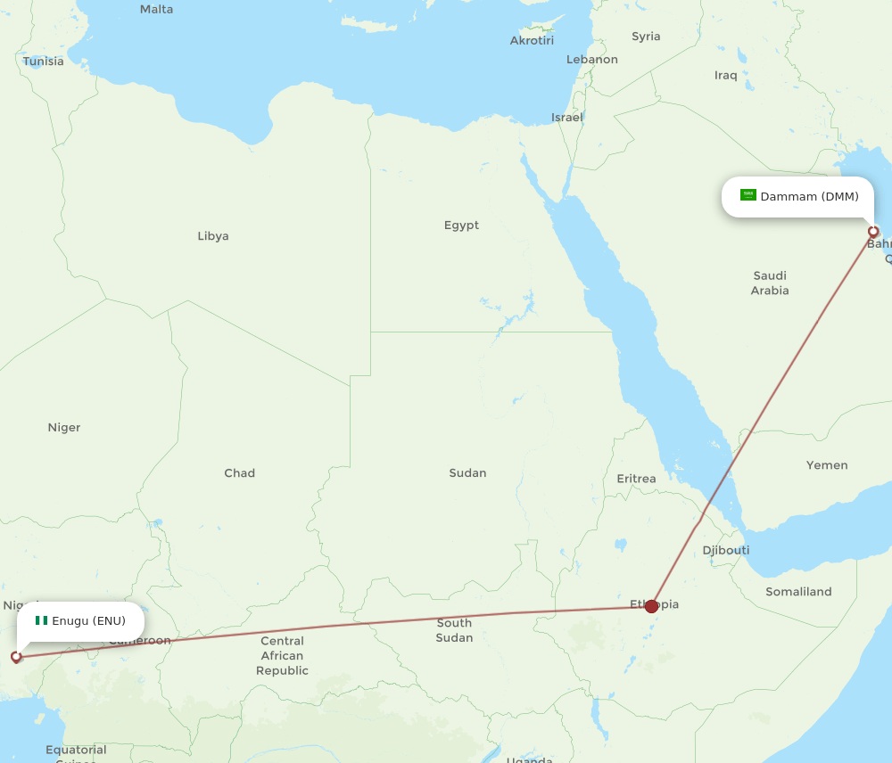 DMM to ENU flights and routes map