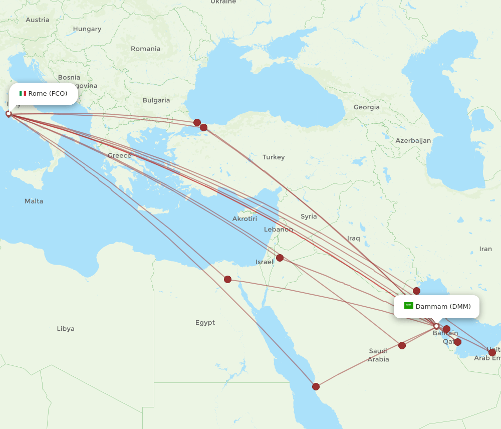 DMM-FCO flight routes