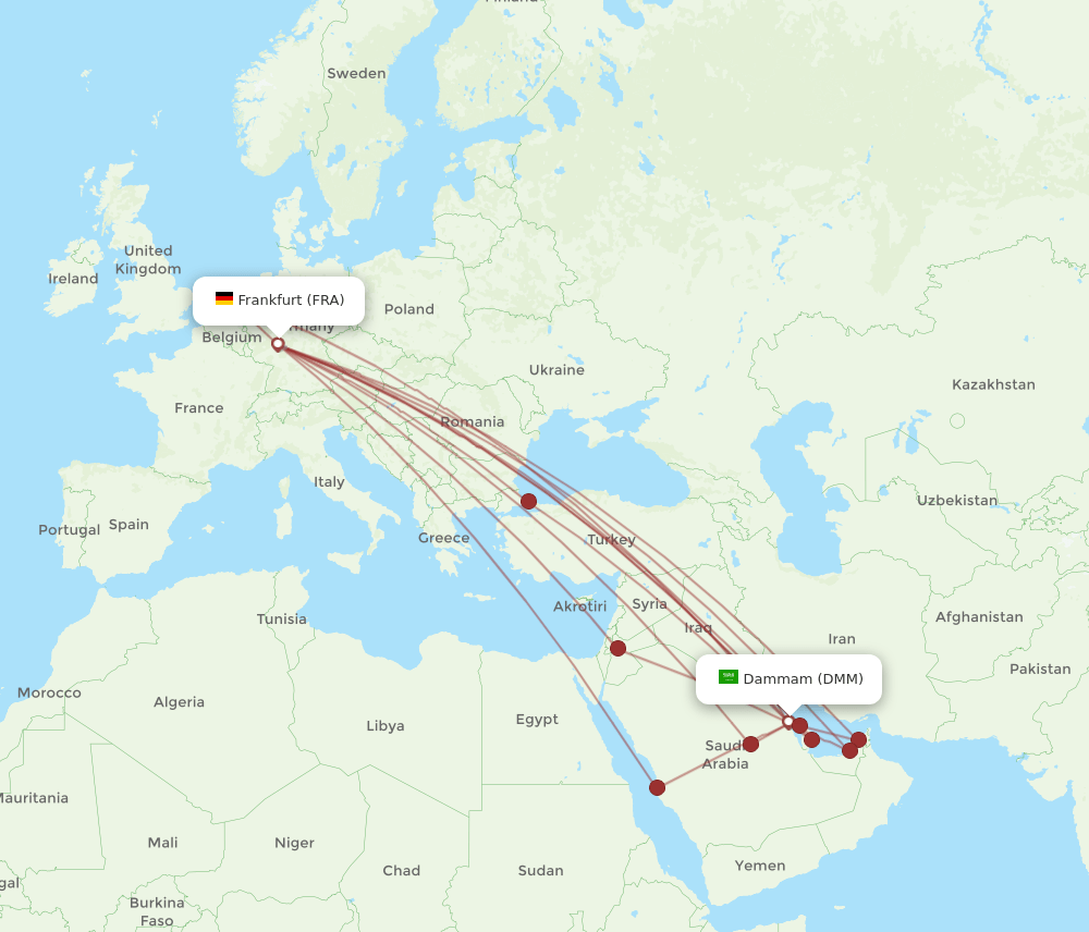 DMM-FRA flight routes