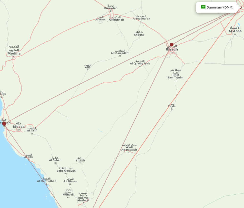 DMM to GIZ flights and routes map