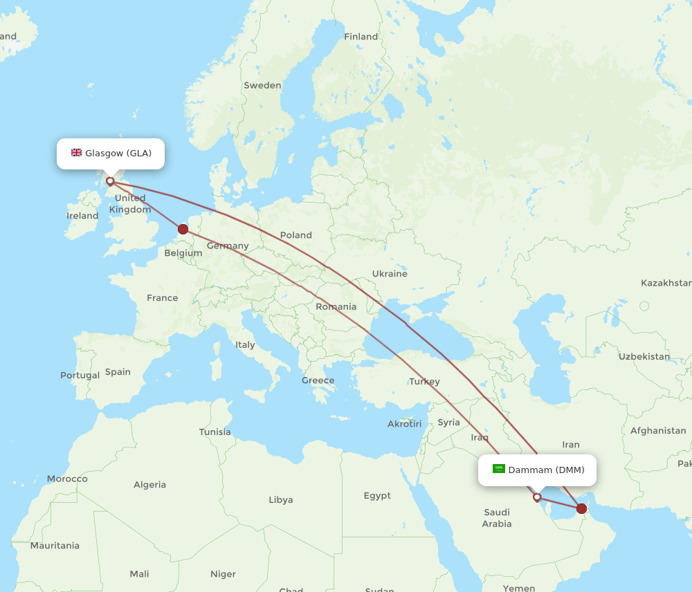 DMM-GLA flight routes