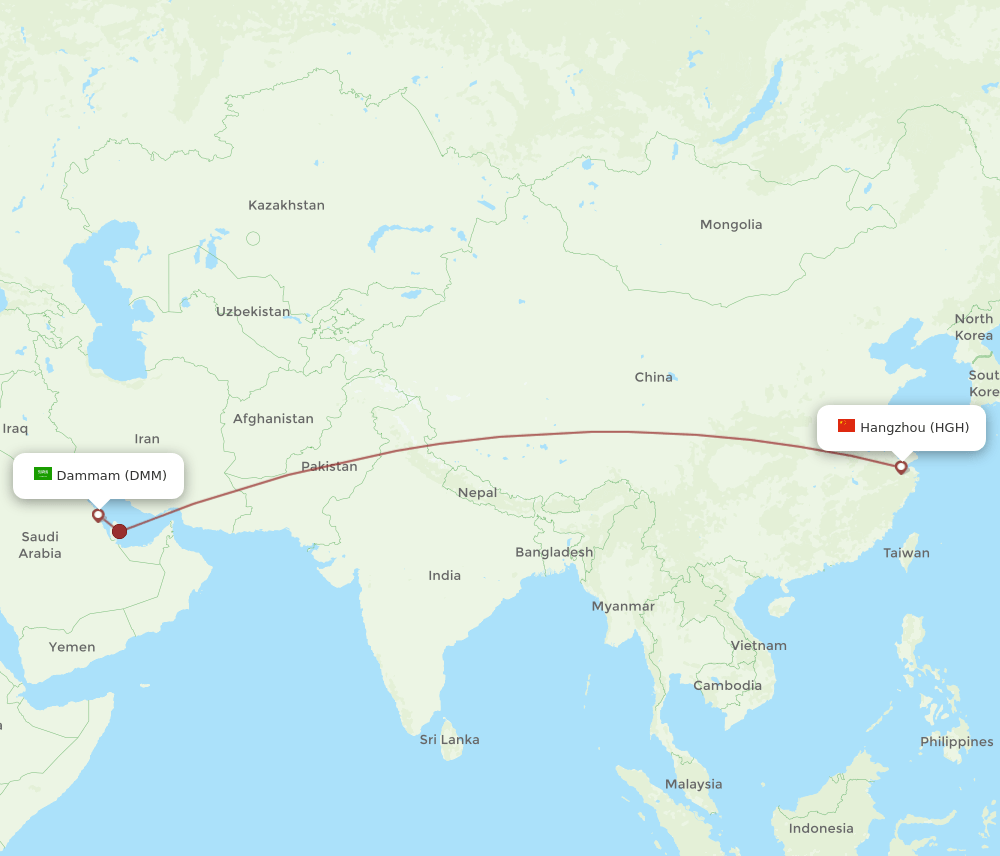 DMM-HGH flight routes