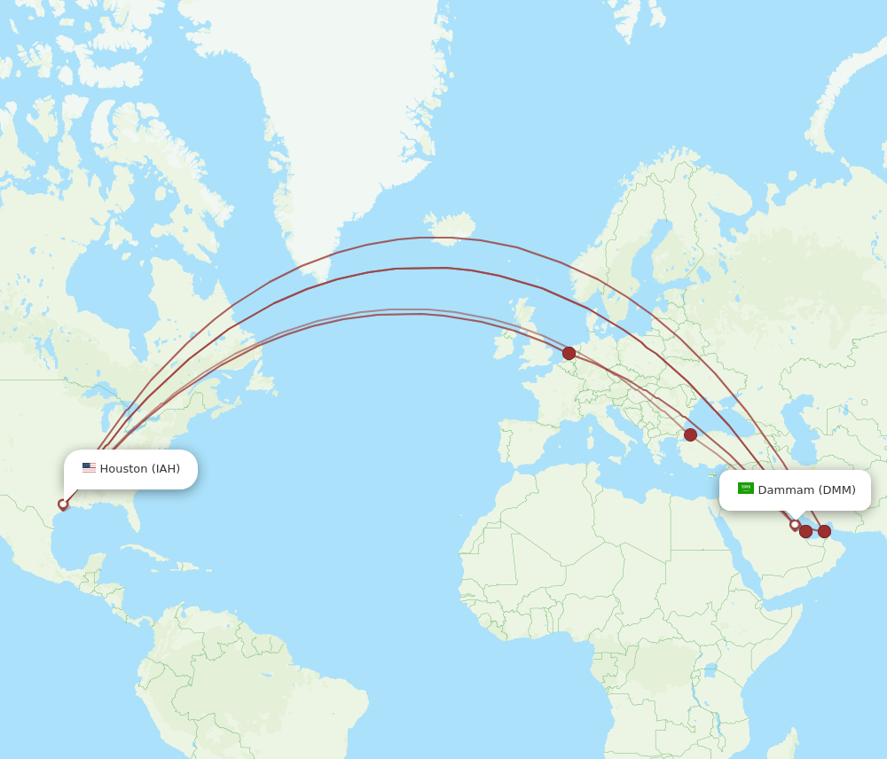 DMM-IAH flight routes