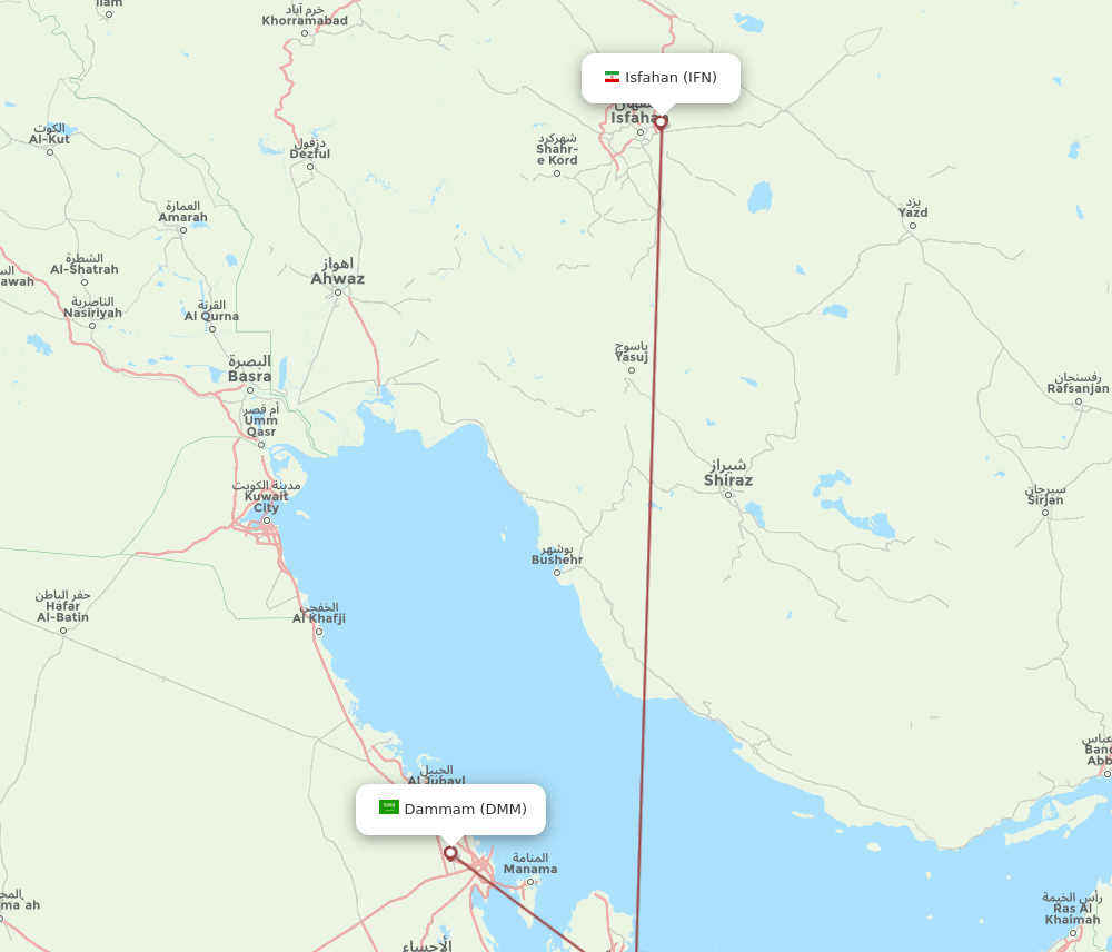 DMM to IFN flights and routes map