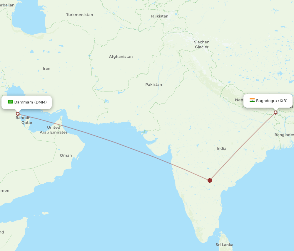 DMM-IXB flight routes