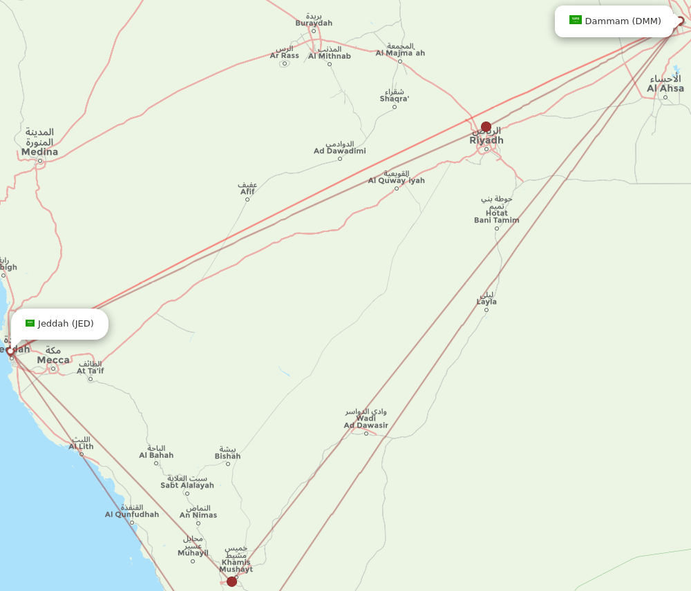 DMM-JED flight routes