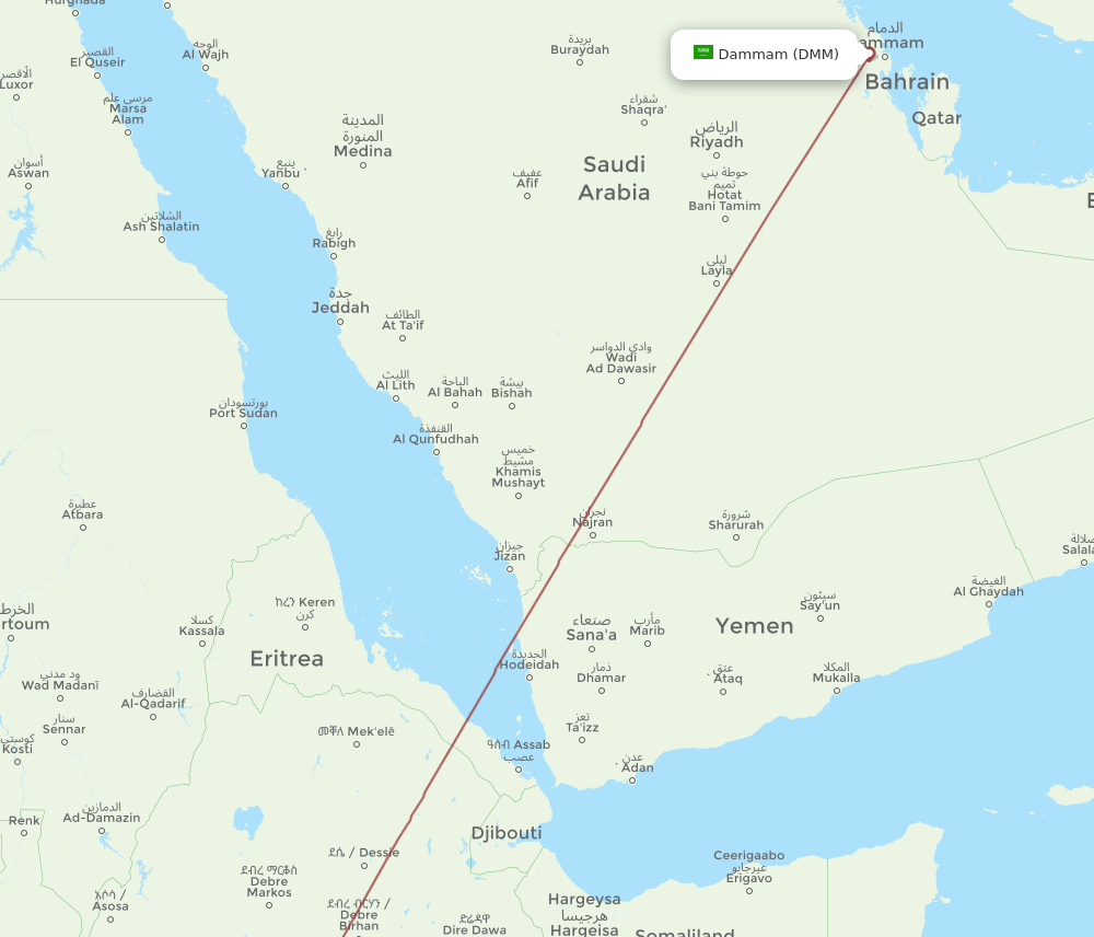 DMM to JIM flights and routes map