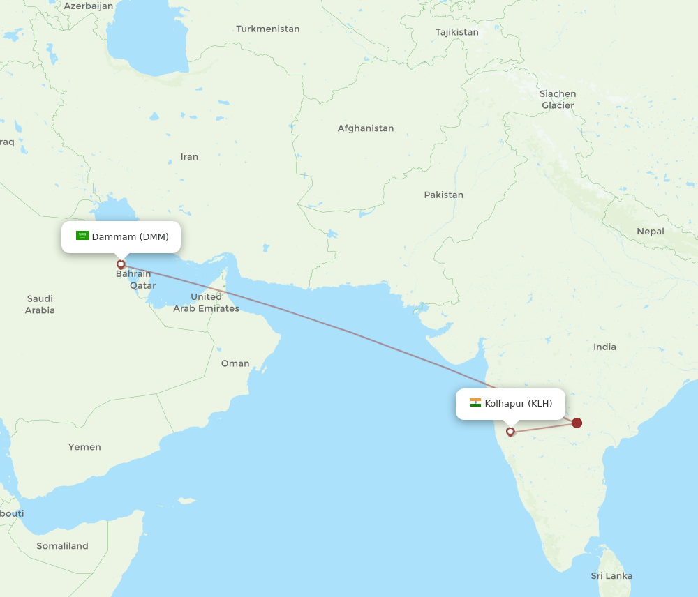 DMM to KLH flights and routes map