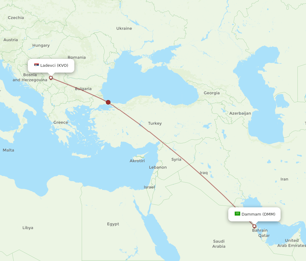 DMM-KVO flight routes