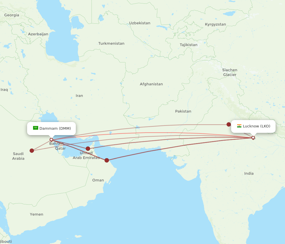 DMM-LKO flight routes