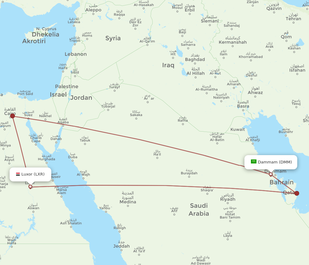 DMM to LXR flights and routes map