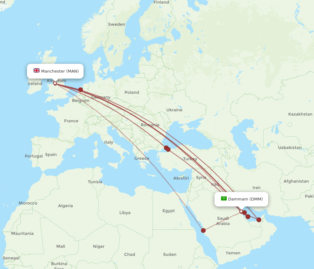 DMM-MAN flight routes
