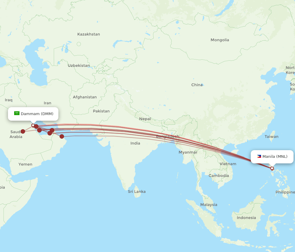 DMM-MNL flight routes