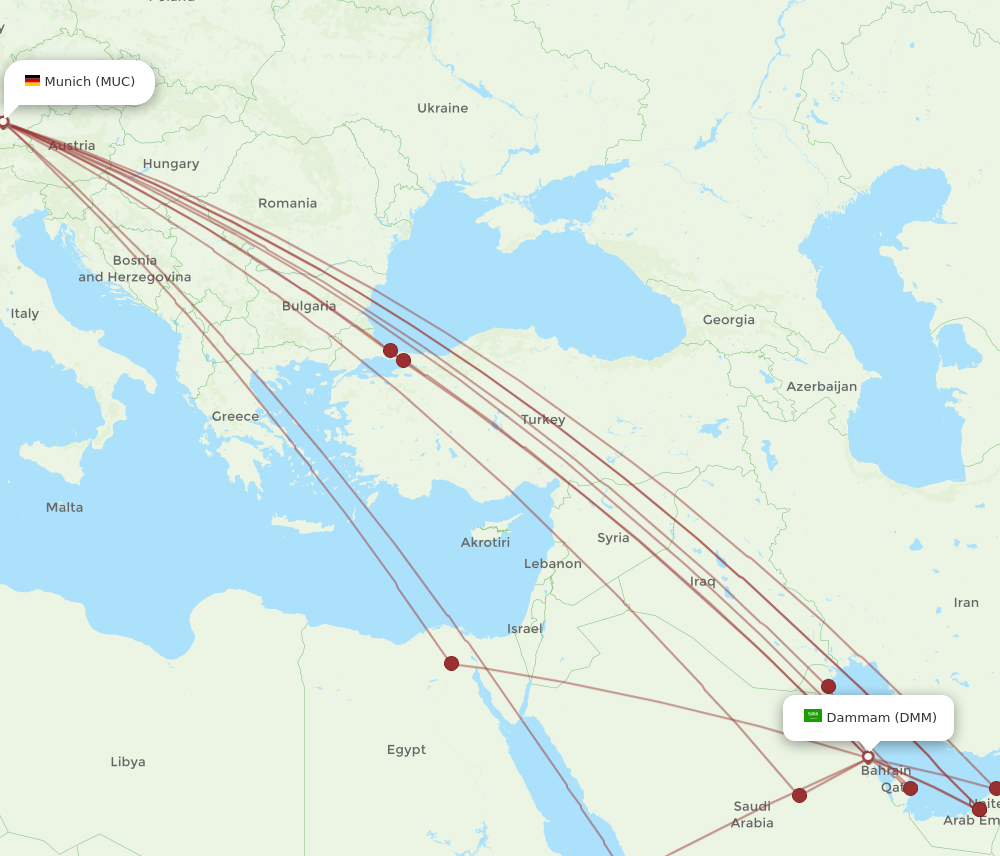 DMM to MUC flights and routes map