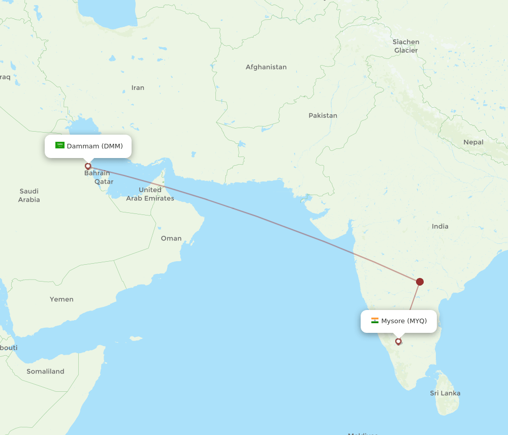 DMM to MYQ flights and routes map