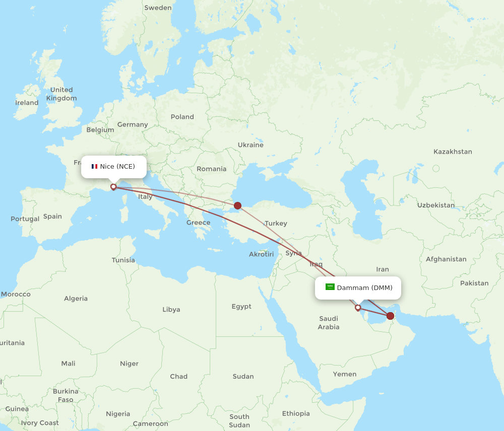 DMM-NCE flight routes