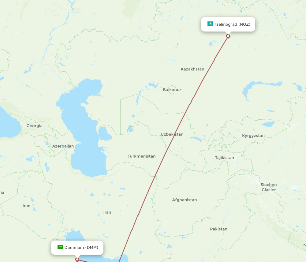 DMM-NQZ flight routes