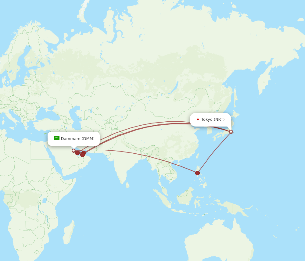 DMM-NRT flight routes