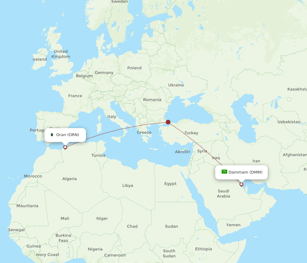 DMM-ORN flight routes