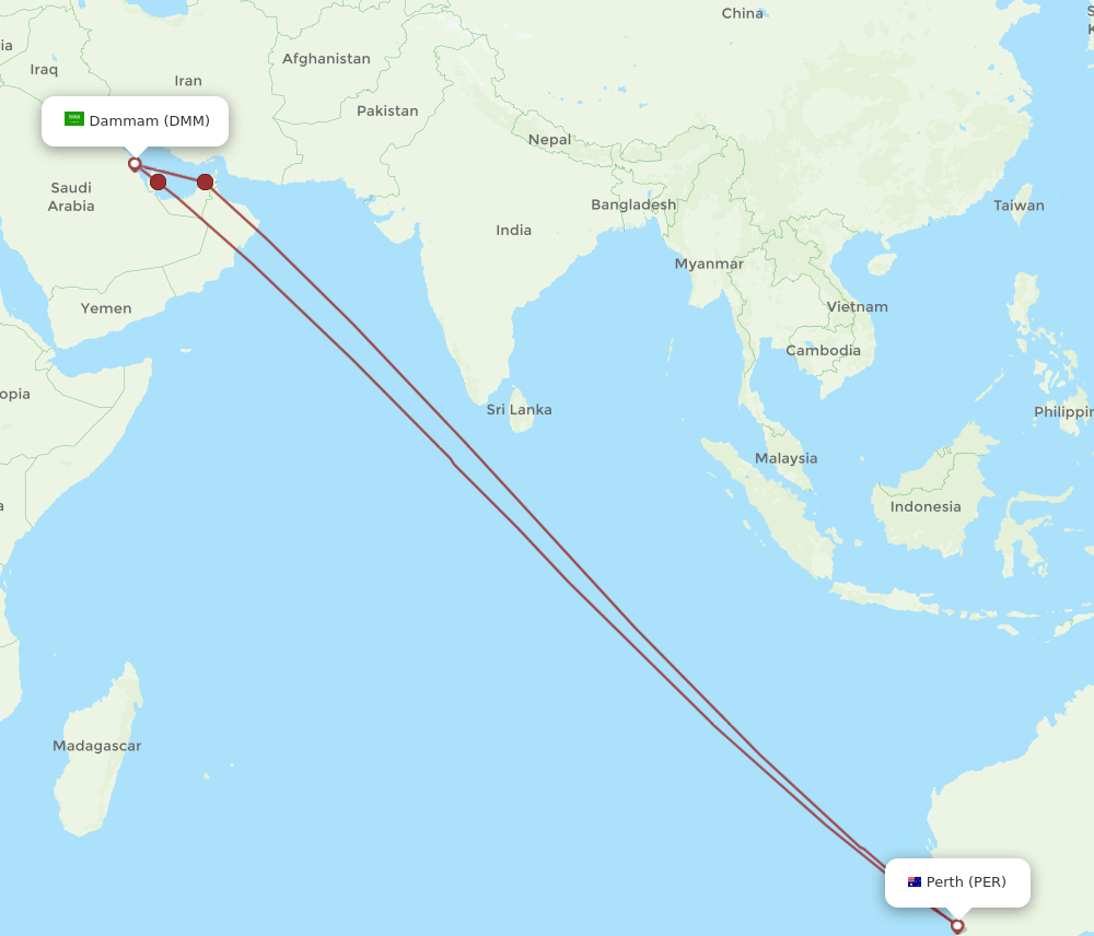 DMM-PER flight routes
