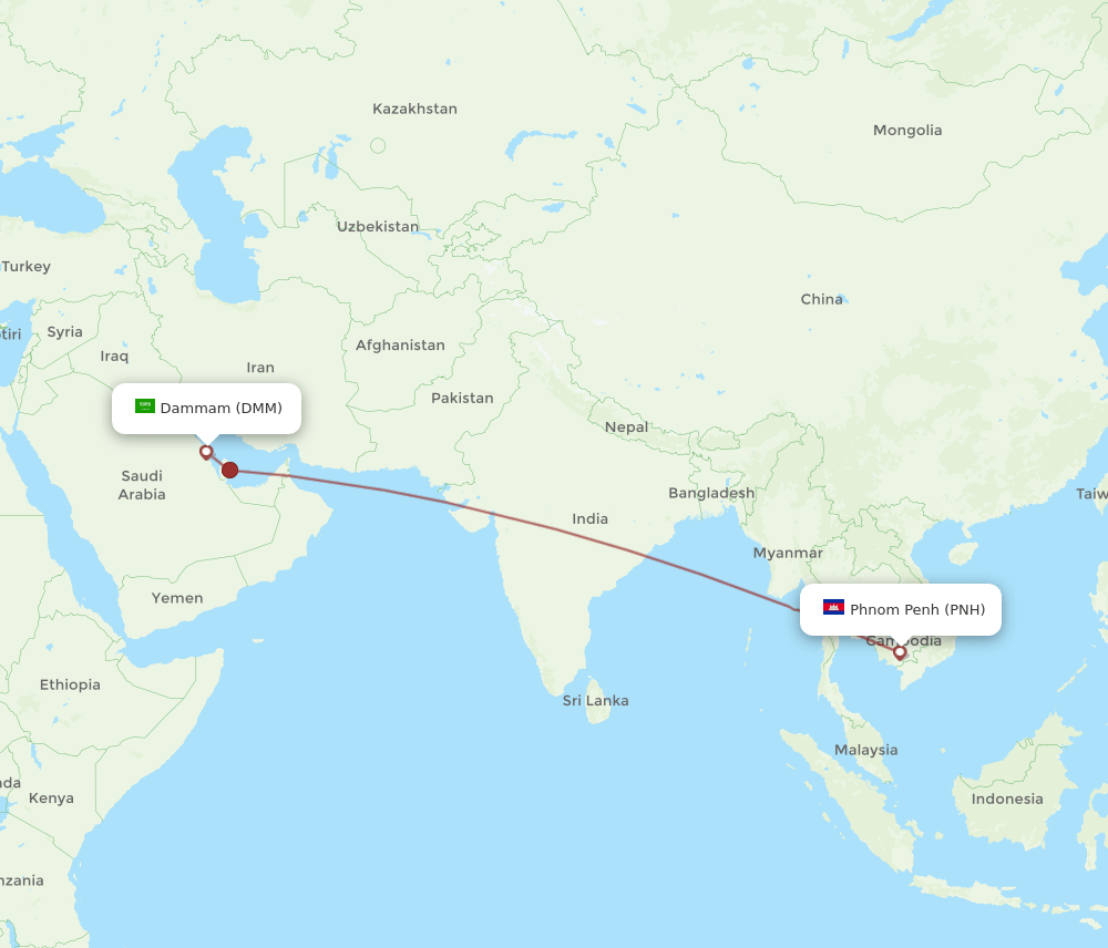 DMM-PNH flight routes