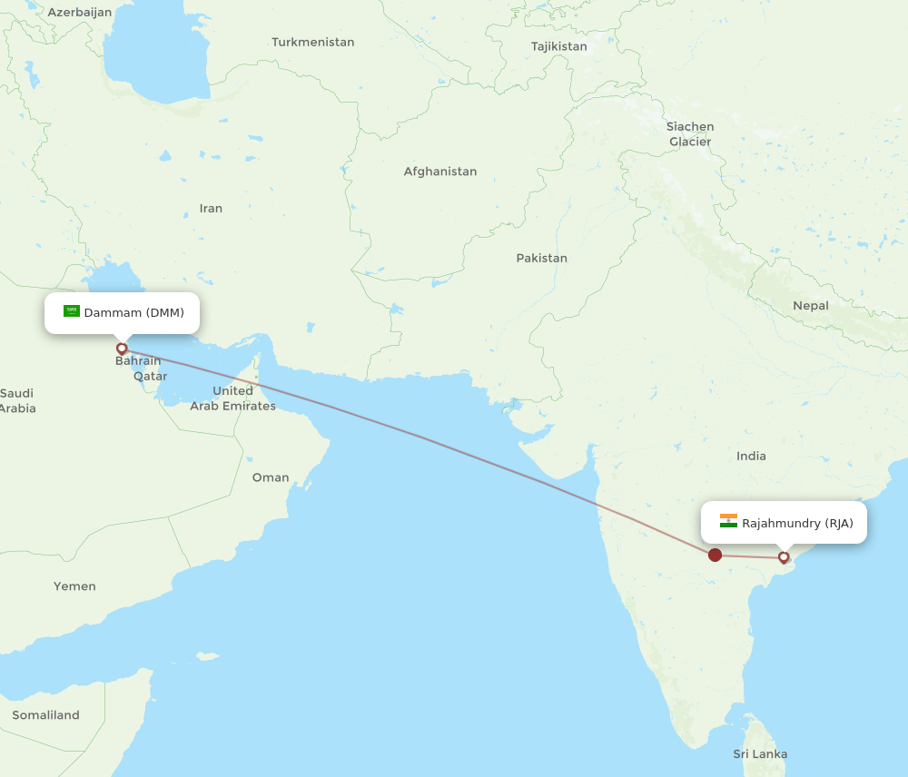 DMM-RJA flight routes