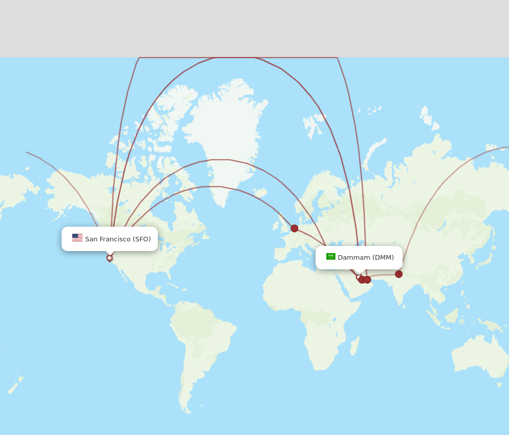 DMM-SFO flight routes