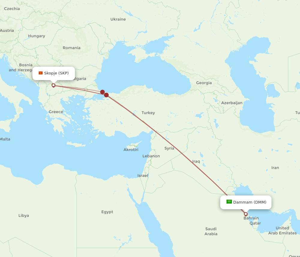 DMM-SKP flight routes