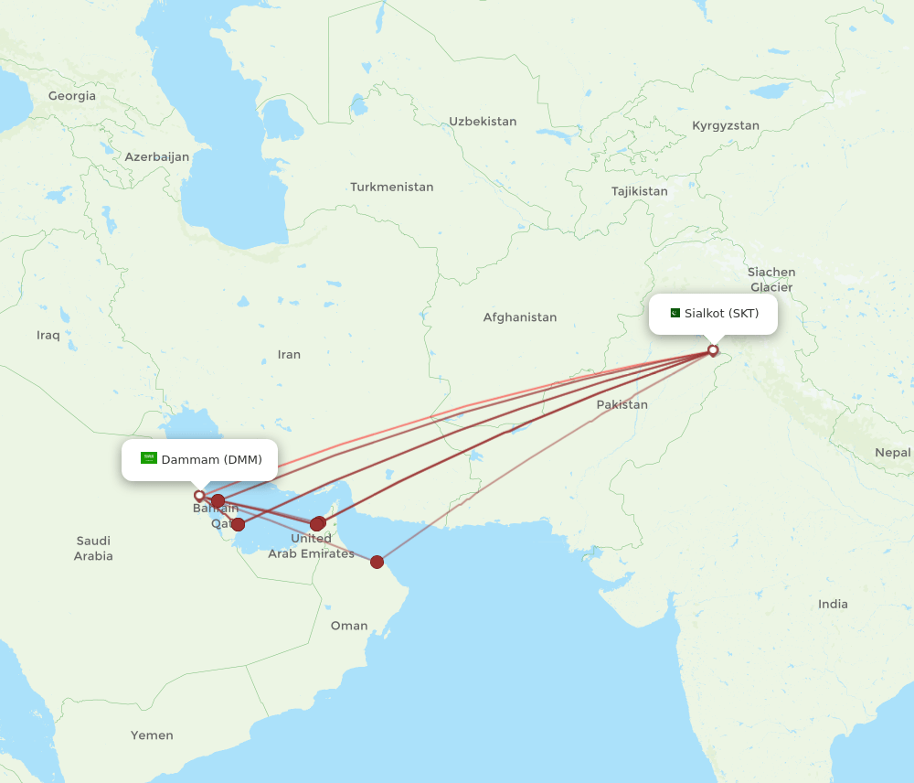 DMM-SKT flight routes