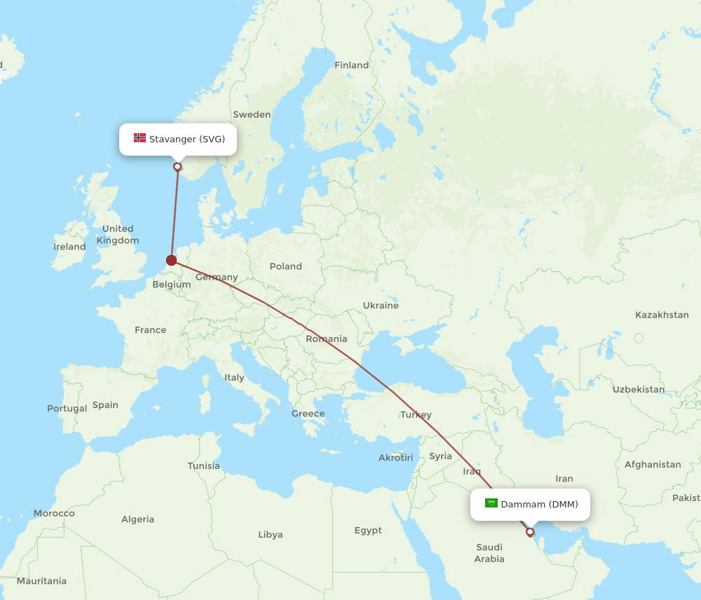 DMM to SVG flights and routes map