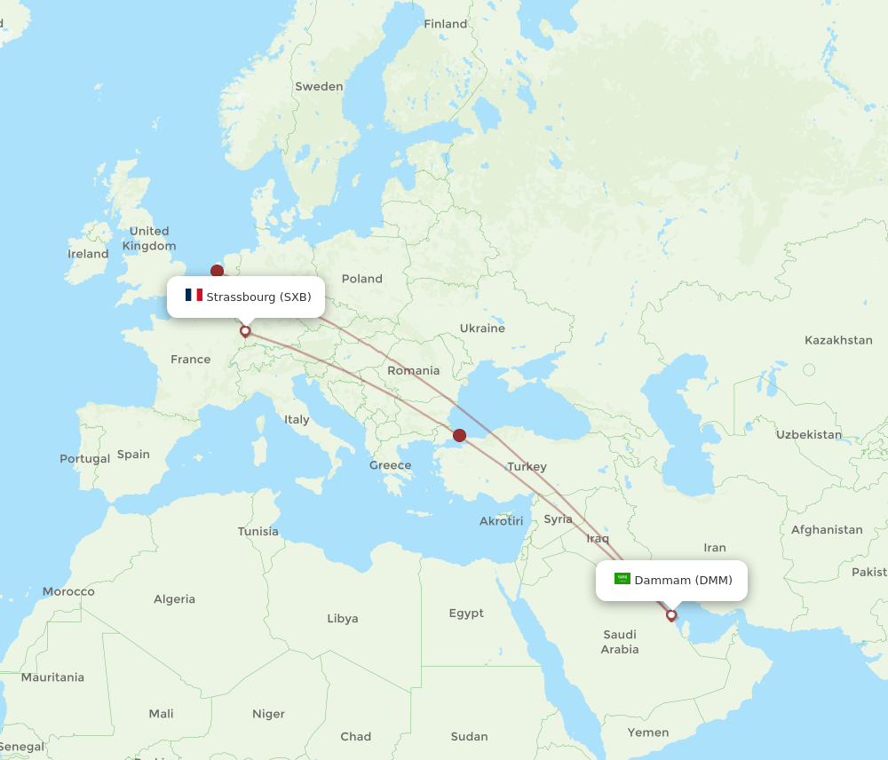 DMM-SXB flight routes