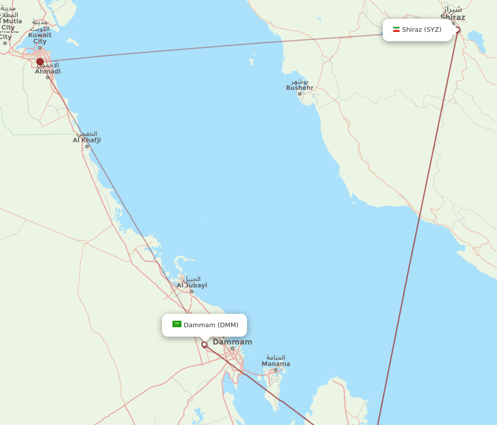 DMM to SYZ flights and routes map