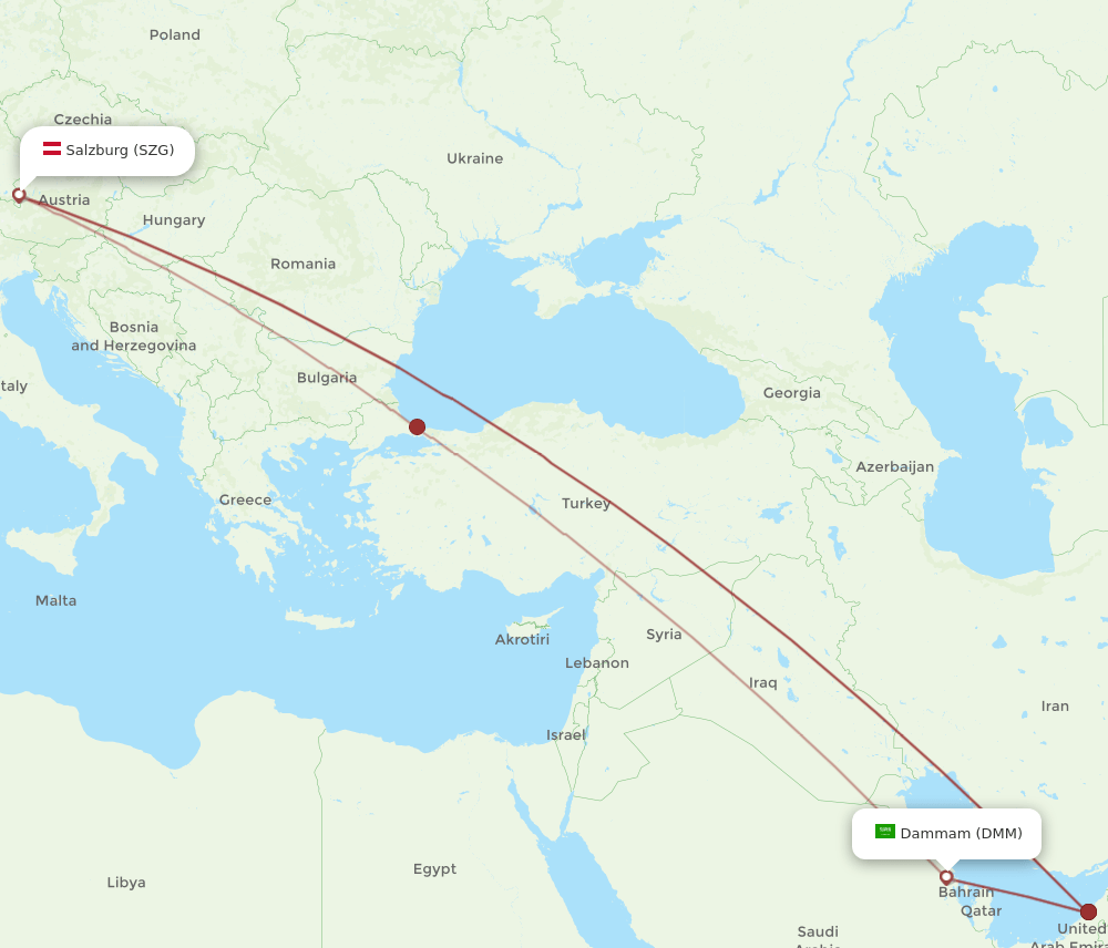 DMM-SZG flight routes