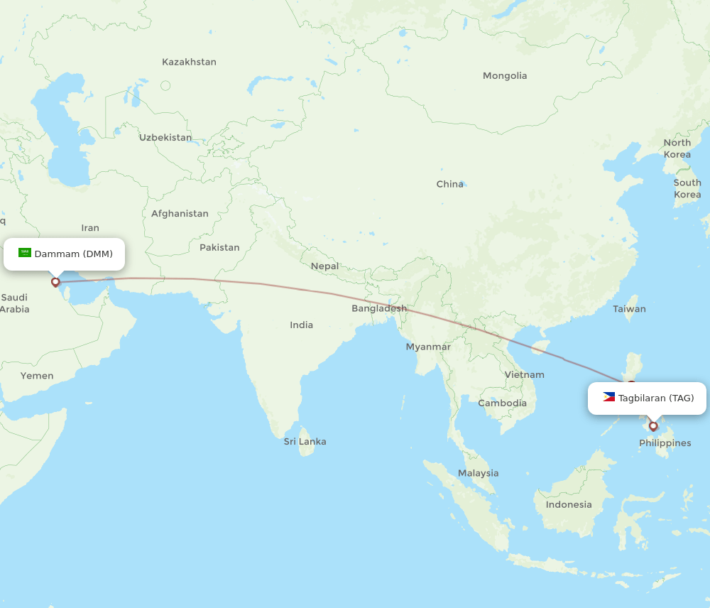 DMM to TAG flights and routes map