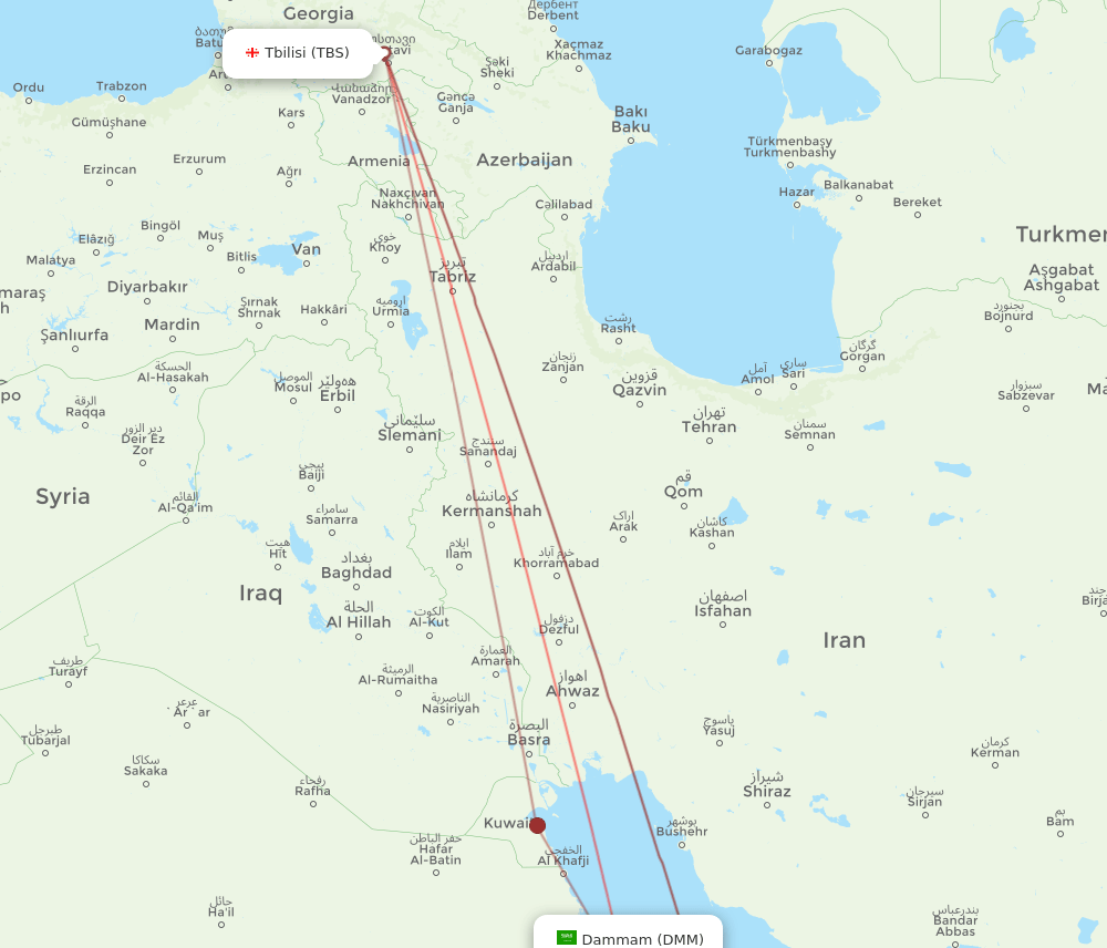DMM-TBS flight routes