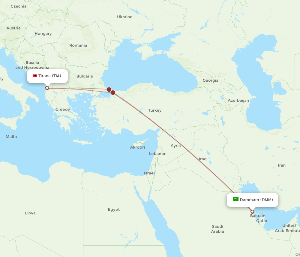 DMM-TIA flight routes